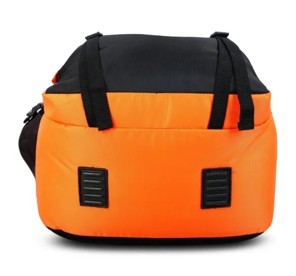 Orange_Faux_Leather_Shoe_Compartment_Travel_Backpack_For_Men