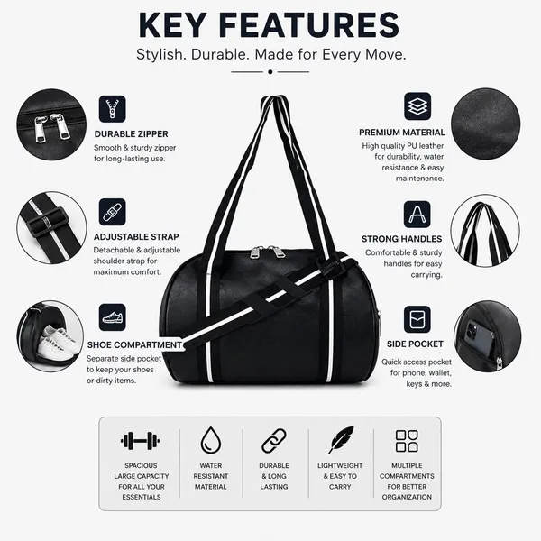Black_Faux_Leather_Gym_Duffel_Bag_For_Men