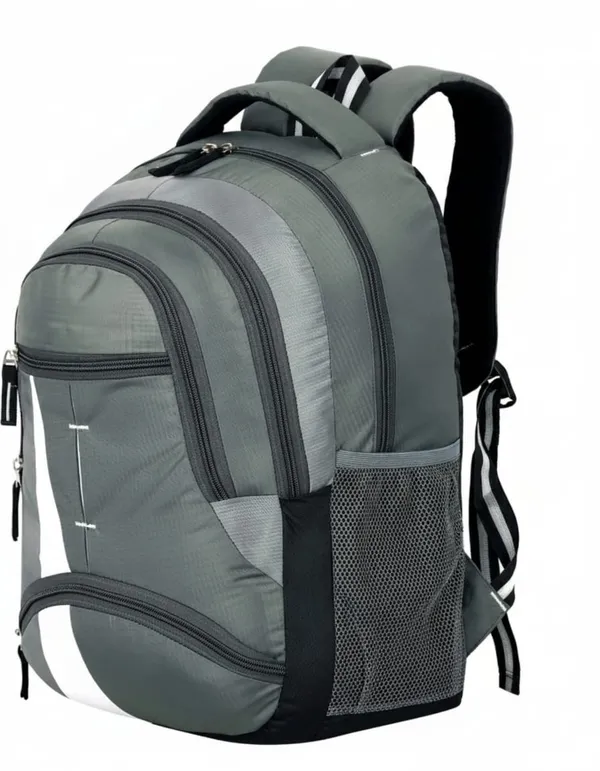 Grey_Faux_Leather_Multi_Compartment_Laptop_Backpack_For_Men