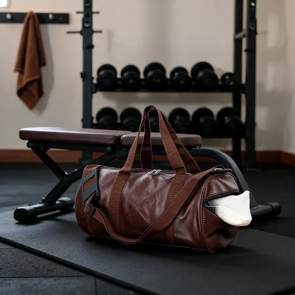 Brown_Faux_Leather_Gym_Duffel_Bag_With_Shoe_Compartment