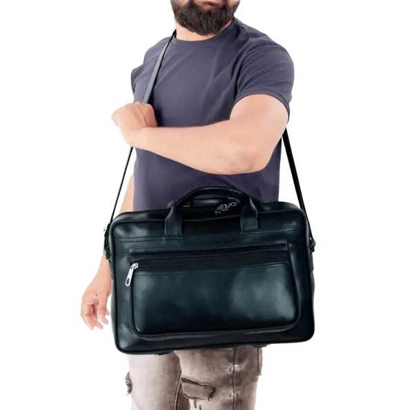 Black_Faux_Leather_Laptop_Messenger_Bag_For_Men