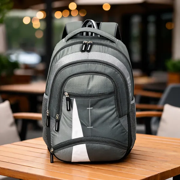 Grey_Faux_Leather_Multi_Compartment_Laptop_Backpack_For_Men