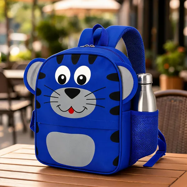 Blue_Faux_Leather_Tiger_Print_Backpack_For_Kids