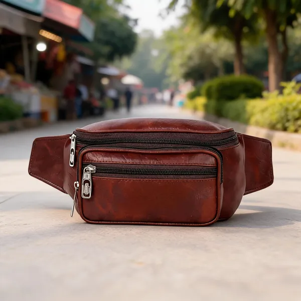 Brown_Pu_Multi_Compartment_Waist_Pouch_For_Boys_And_Men