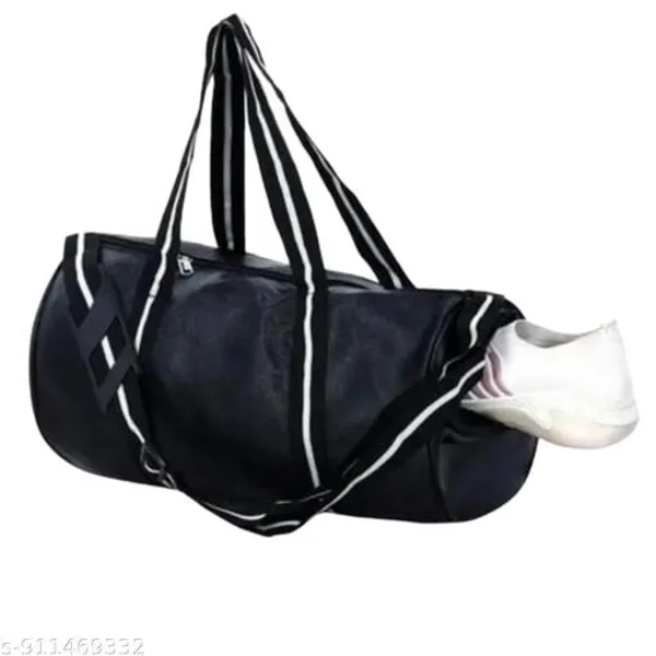 Black_Nylon_Large_Capacity_Sports_Gym_Duffel_Bag_With_Shoe_Compartment