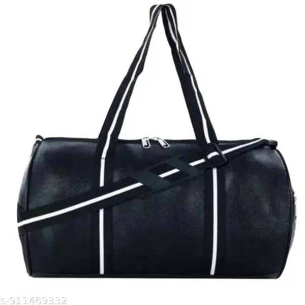 Black_Nylon_Large_Capacity_Sports_Gym_Duffel_Bag_With_Shoe_Compartment