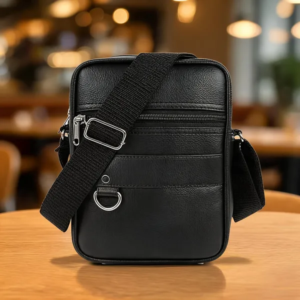 Black_Faux_Leather_Crossbody_Messenger_Sling_Bag_For_Men