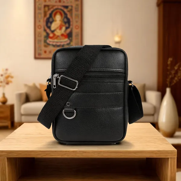 Black_Faux_Leather_Crossbody_Messenger_Sling_Bag_For_Men