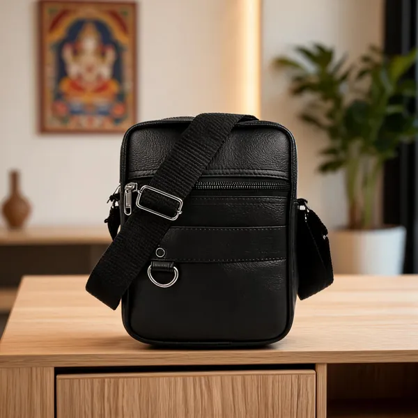 Black_Faux_Leather_Crossbody_Sling_Bag_For_Men