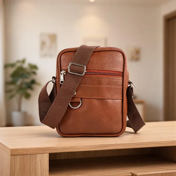 Tan_Faux_Leather_Crossbody_Messenger_Sling_Bag_For_Men