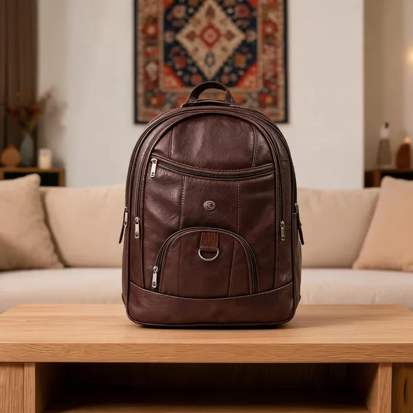Brown_Faux_Leather_Multi_Compartment_Laptop_Backpack_For_Men