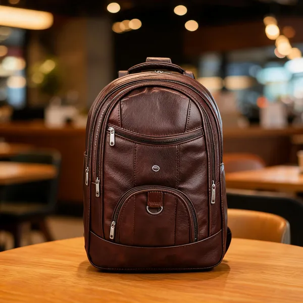 Brown_Faux_Leather_Multi_Compartment_Laptop_Backpack_For_Men
