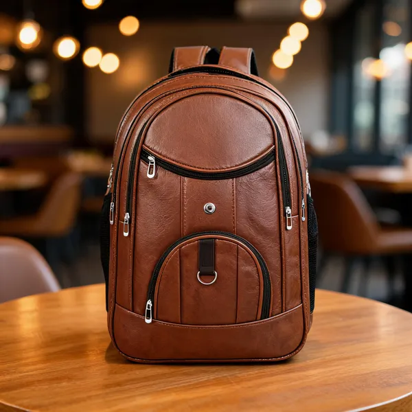 Tan_Faux_Leather_Laptop_Backpack_For_Men