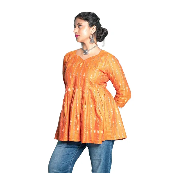 Women_S_Cotton_V_Neck_Kurti_With_3_4_Sleeves