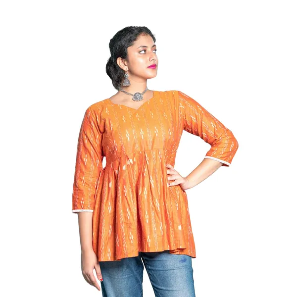 Women_S_Cotton_V_Neck_Kurti_With_3_4_Sleeves