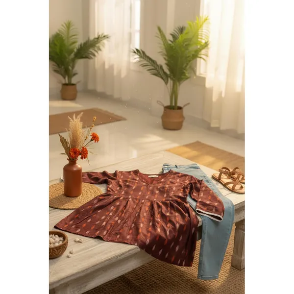 Women_S_Cotton_Blend_Ikat_Kurti