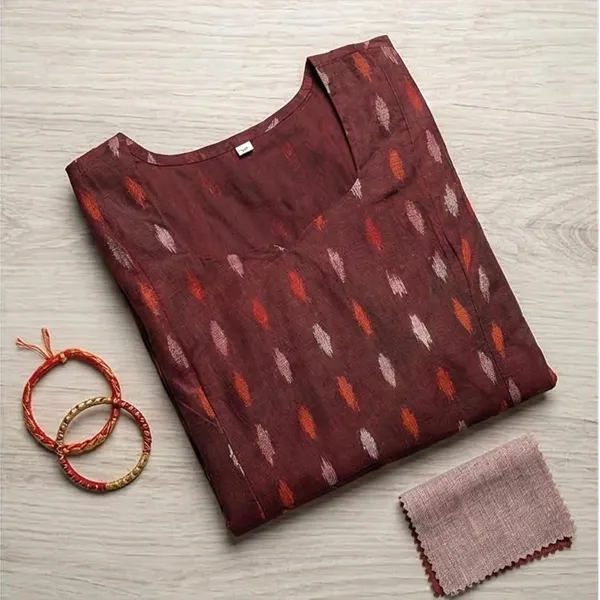 Women_S_Cotton_Blend_Ikat_Kurti