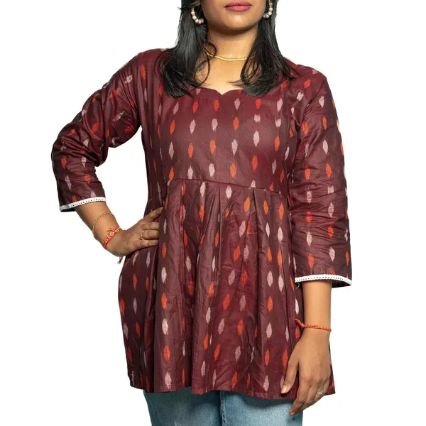 Women_S_Cotton_Blend_Ikat_Kurti
