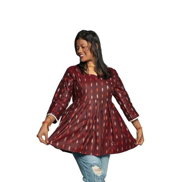 Women_S_Cotton_Blend_Ikat_Kurti