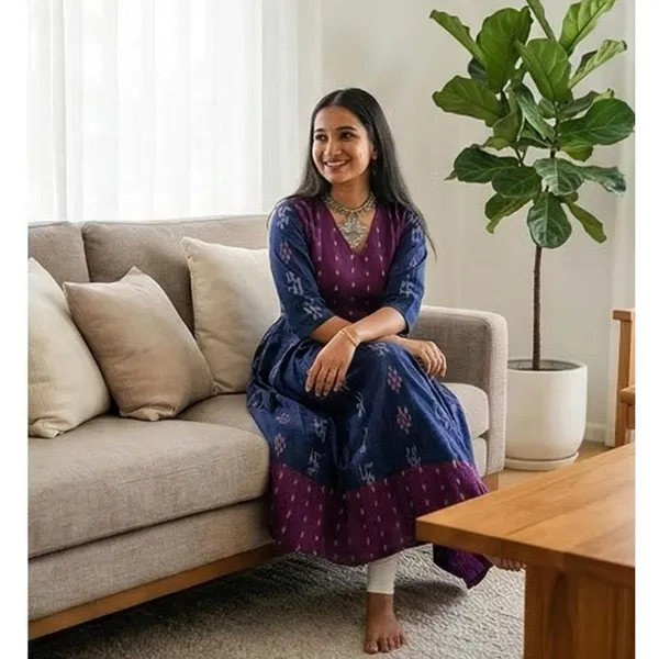Women_S_Ikat_Design_V_Neck_Kurti