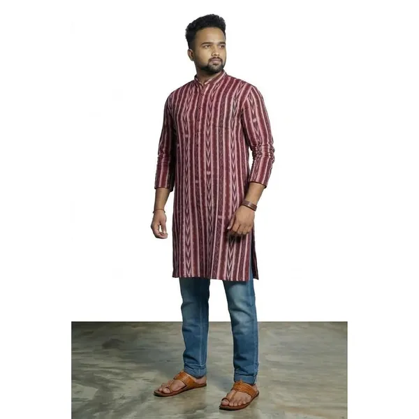 Men_S_Cotton_Blend_Ikat_Printed_Kurta