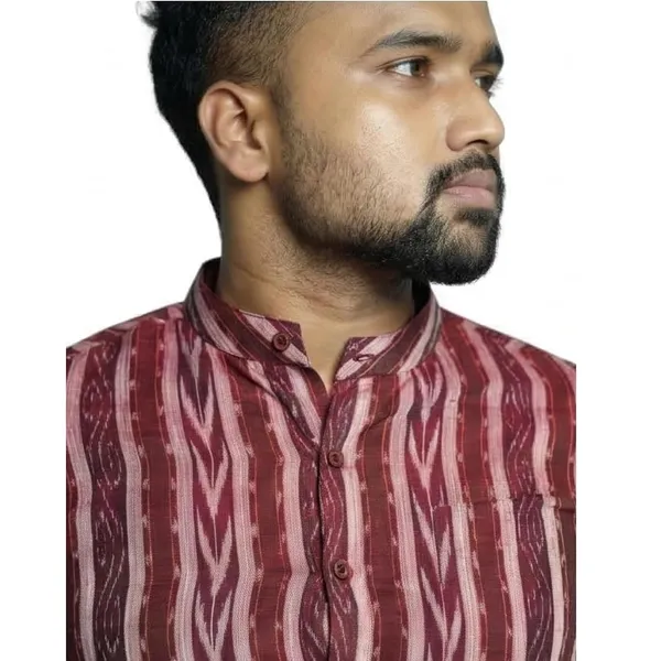 Men_S_Cotton_Blend_Ikat_Printed_Kurta
