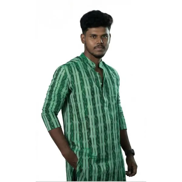 Men_S_Cotton_Blend_Ikat_Printed_Kurta