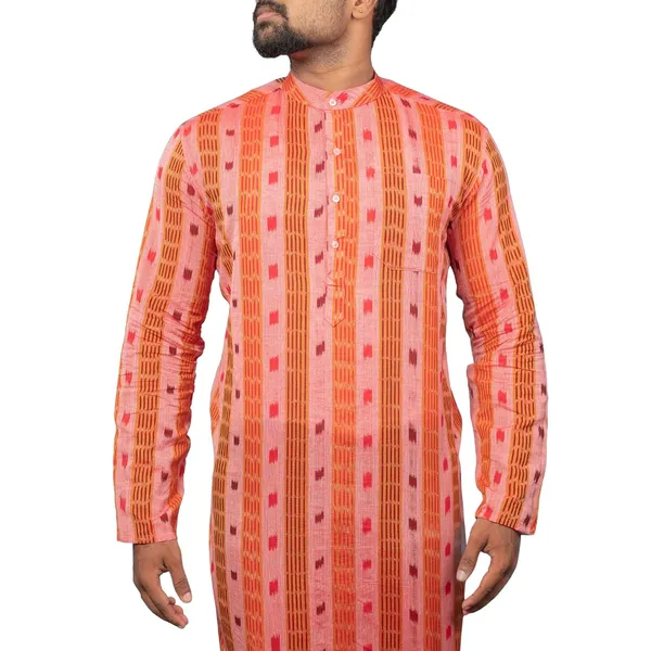 Men_S_Cotton_Blend_Ikat_Printed_Kurta