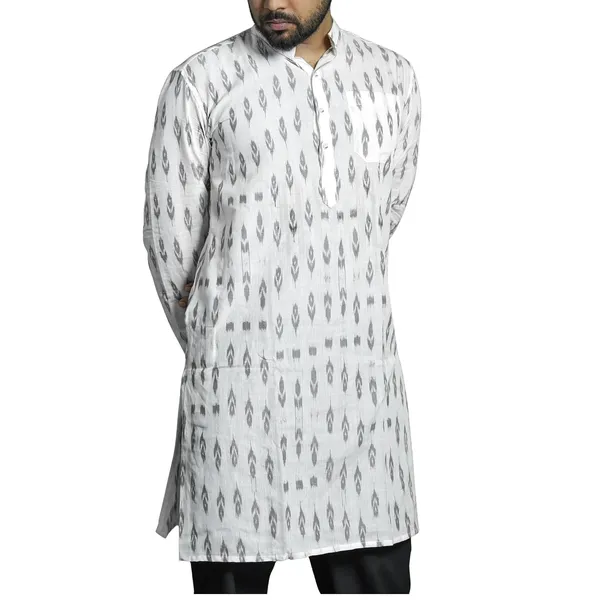 Men_S_Cotton_Blend_Ikat_Printed_Kurta