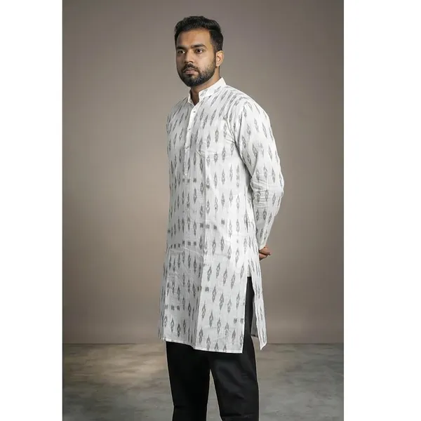 Men_S_Cotton_Blend_Ikat_Printed_Kurta