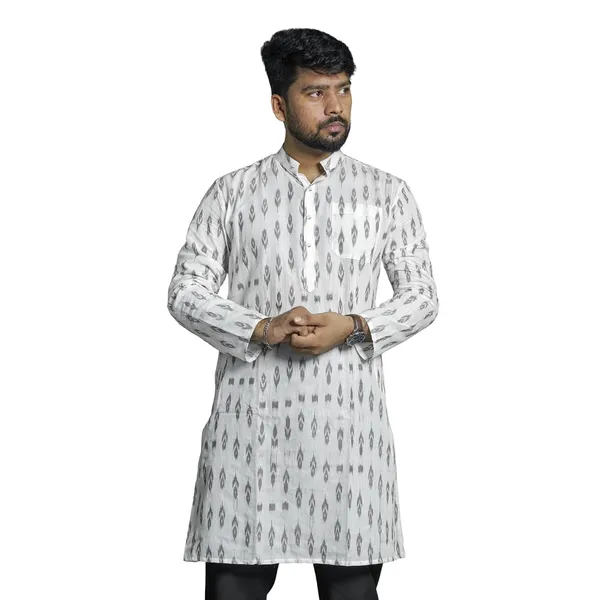 Men_S_Cotton_Blend_Ikat_Printed_Kurta