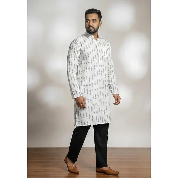 Men_S_Cotton_Blend_Ikat_Printed_Kurta
