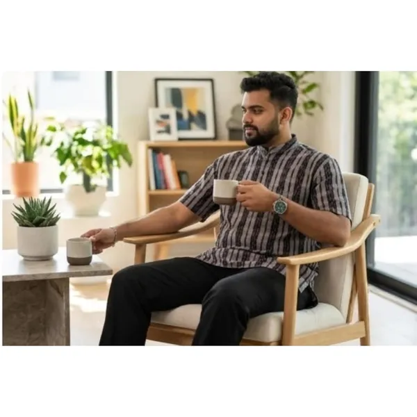 Men_S_Cotton_Ikat_Kurta_With_Mandarin_Collar