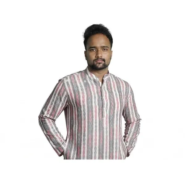 Men_S_Cotton_Blend_Ikat_Printed_Kurta