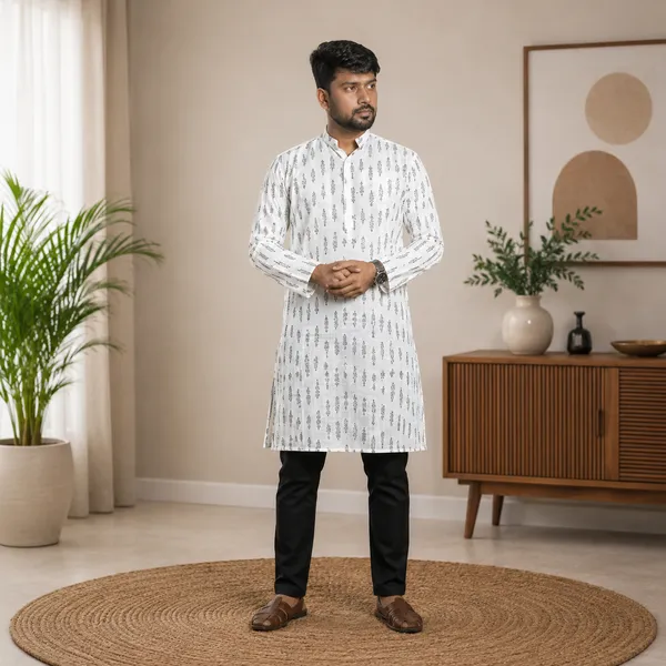 White__And_Grey_Adult_Kurta_For_Men
