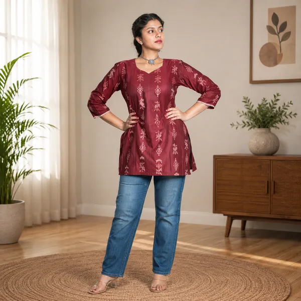 Maroon_Adult_Short_Kurti_For_Women
