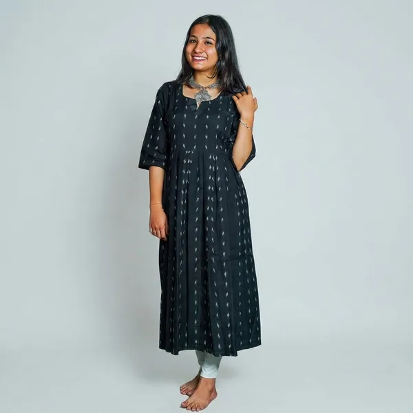 Black_Adult_Woven_Design_Cotton_Kurti_For_Women