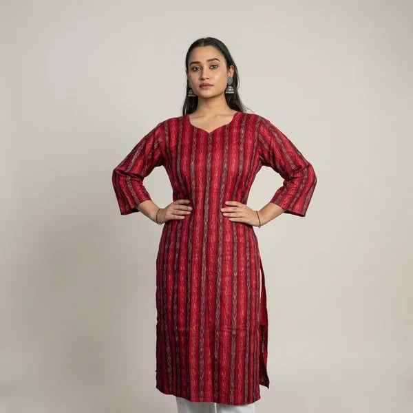 Red__And_Maroon_Adult_Kurti_For_Women