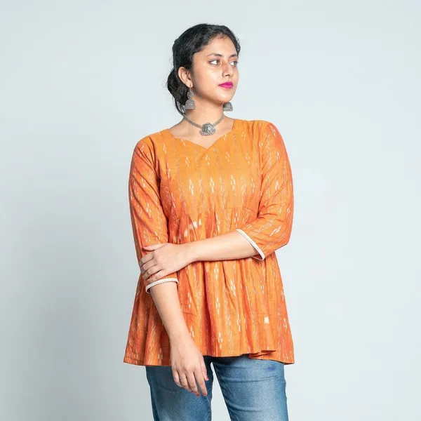 Orange_Adult_Short_Kurti_For_Women