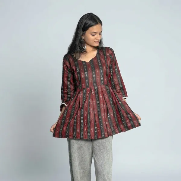 Red__And_Black_Adult_Short_Kurti_For_Women