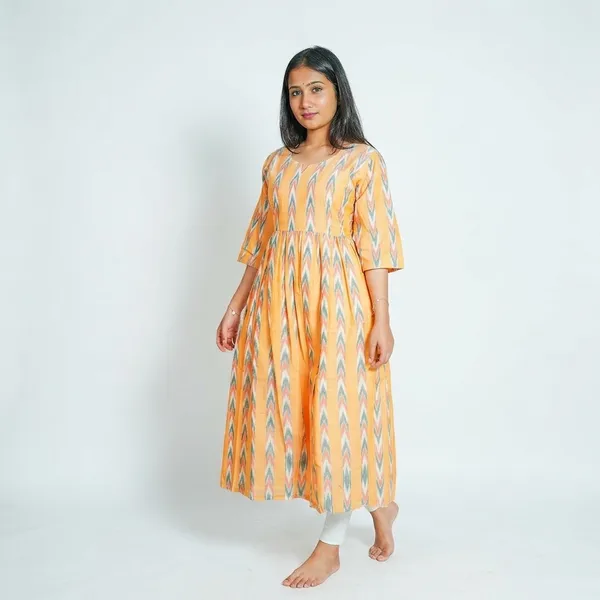 Yellow_Adult_Gherao_Long_Kurti_For_Women