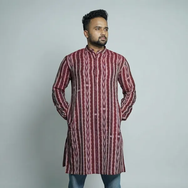 Red__And_White_Adult_Kurta_For_Men
