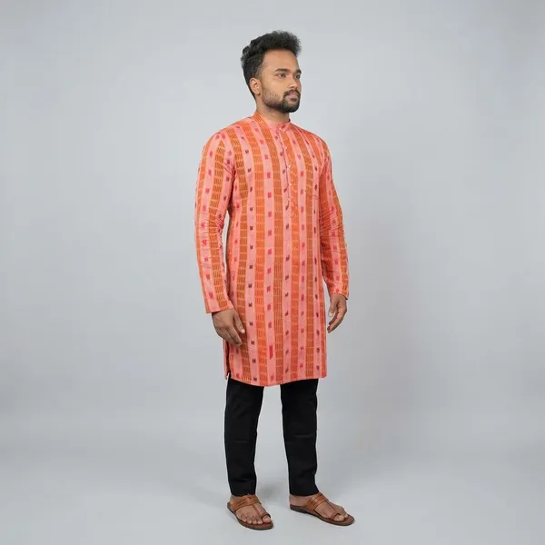 Pink__And_Orange_Adult_Kurta_For_Men