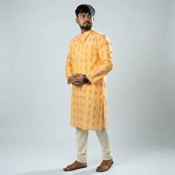 Green__And_White_Adult_Kurta_For_Men