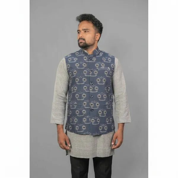 Blue__And_Grey_Adult_Short_Kurta_Nehru_Jacket_For_Men