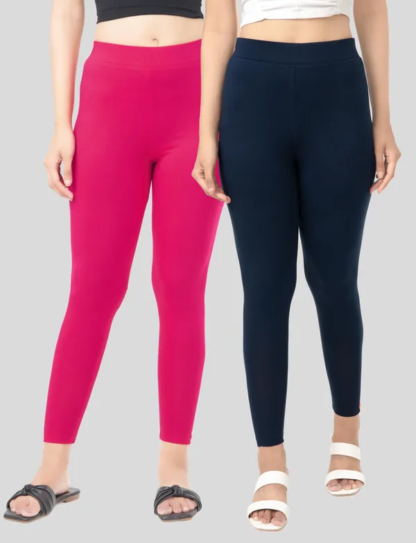 Navy_And_Strawberry_EcoVero_Slim_Fit_Leggings_for_Women_Pack_Of_2