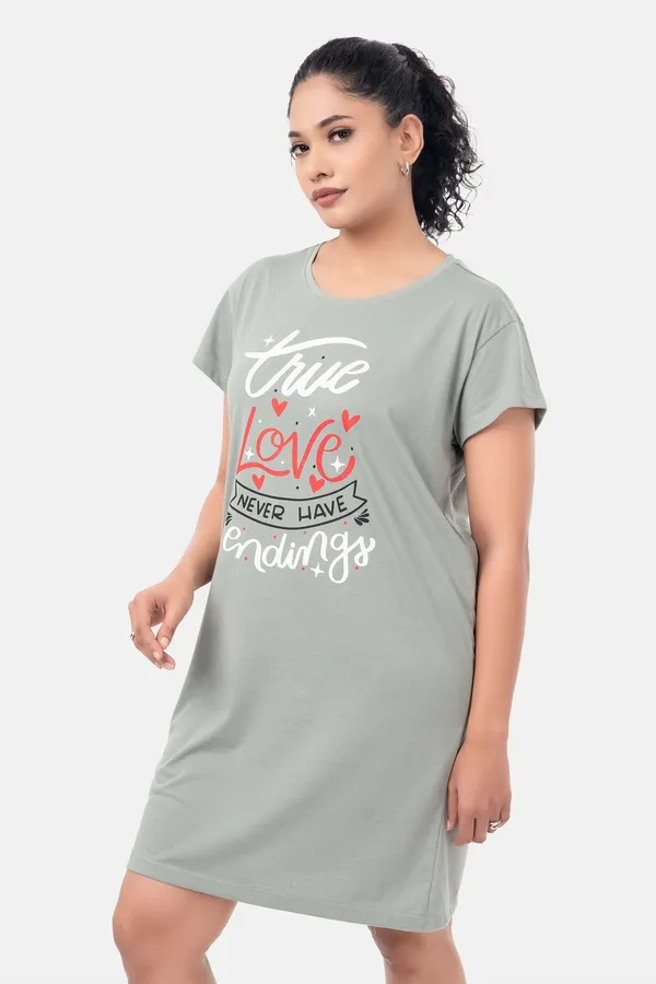 Grey_Graphic_Short_Sleeve_Nightdress_for_Women