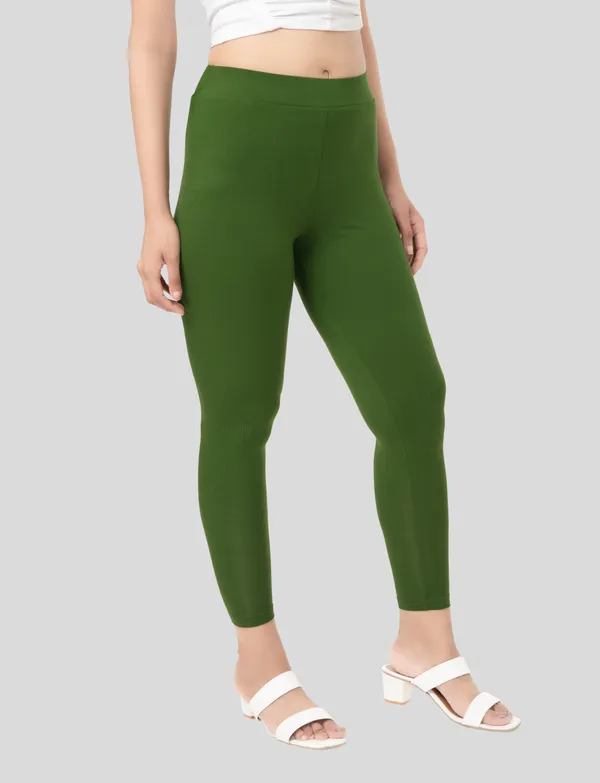 Forest_Green_And_Cream_EcoVero_Slim_Fit_Leggings_for_Women_Pack_Of_2