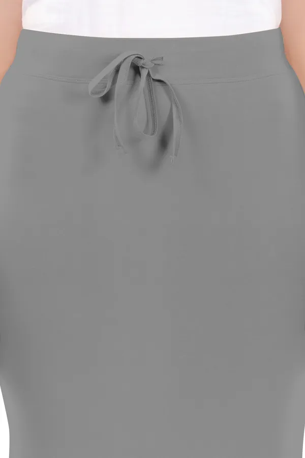 Grey_Drawstring_Long_Skirt_for_Women