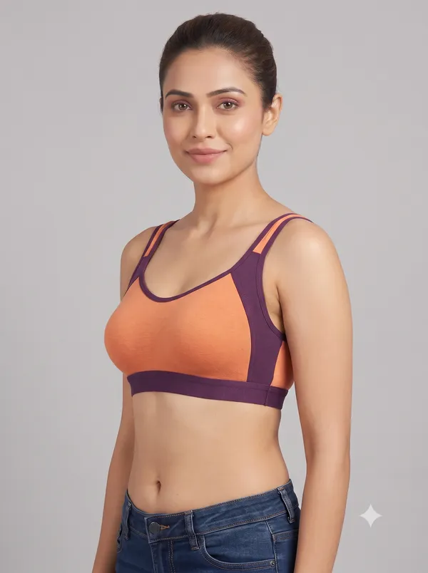 444-Contrast-Sports-Bra-Orange,-Rani-Pink,-Black_Multicolor_Crop_Sports_Bra_For_Women